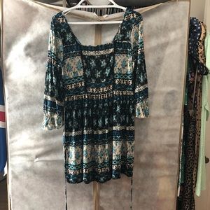 Band of Gypsies babydoll floral dress with pockets EUC